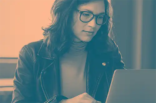 Woman working on laptop