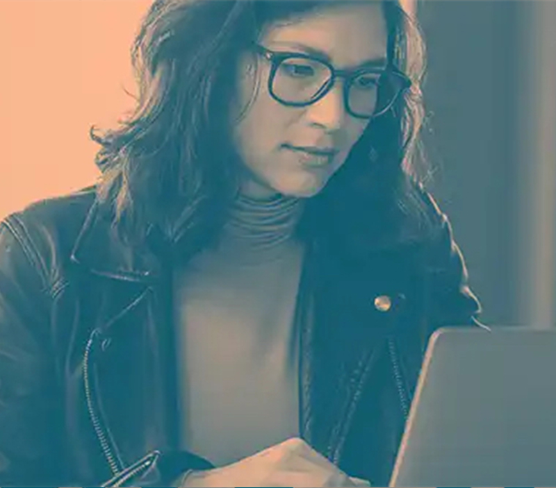 Woman working on a laptop